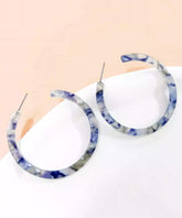Oversize Blue Print C Type Geometry Hoop Earrings